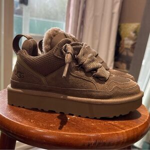 UGG LOWMEL HICKORY SUEDE TEXTILE SPORTY SHOES WOMEN'S SNEAKERS SIZE US 5 NEW